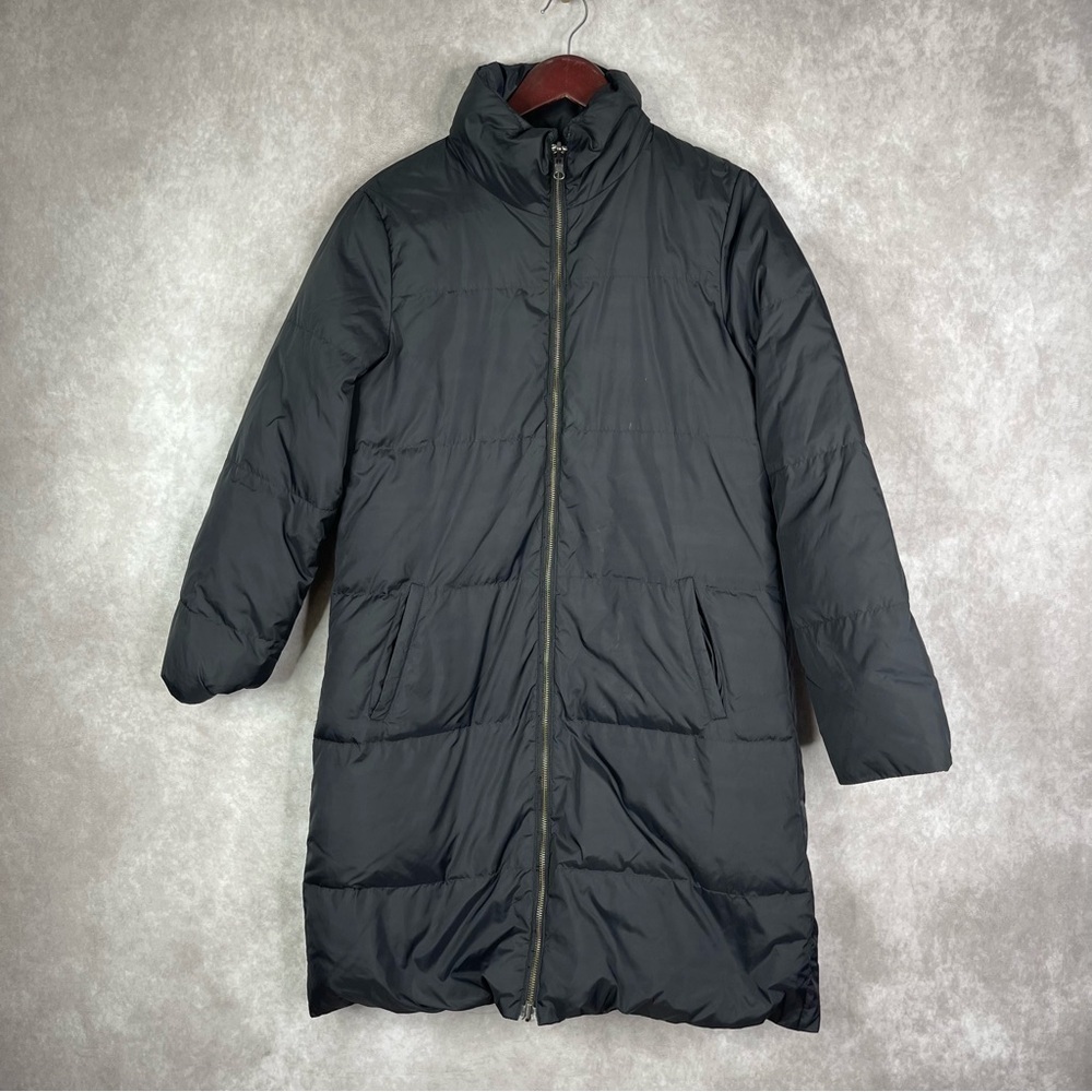 Eileen Fisher Trench‎ Down Filled Reversible Puffer Parka Jacket In Black Size S